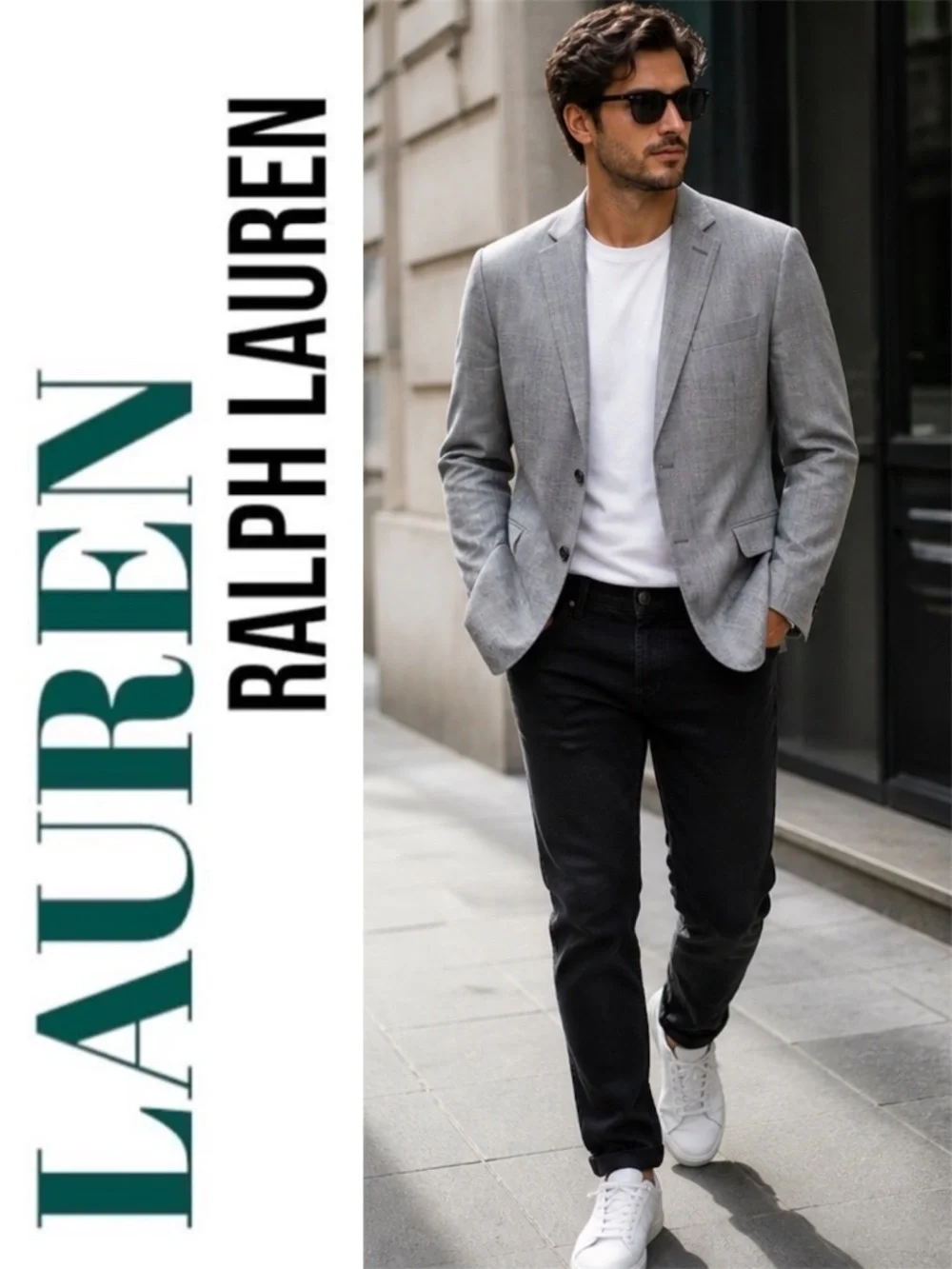 Lauren Ralph Lauren‎ Gray Wool Blazer 40R Men's Classic Tailored Sport Coat